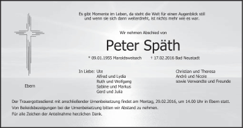 Anzeige von Peter Späth von MGO