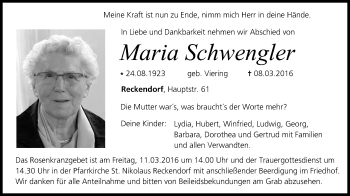 Anzeige von Maria Schwengler von MGO