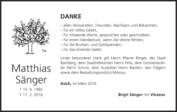 Anzeige von Matthias Sänger von MGO