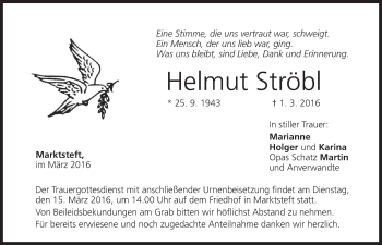 Anzeige von Helmut Ströbl von MGO