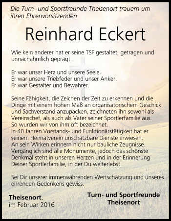 Anzeige von Reinhard Eckert von MGO
