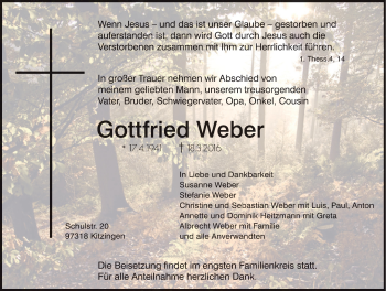 Anzeige von Gottfried Weber von MGO