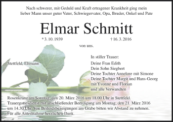 Anzeige von Elmar Schmitt von MGO