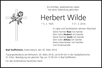 Anzeige von Herbert Wilde von MGO