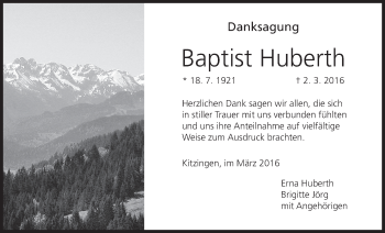 Anzeige von Baptist Huberth von MGO