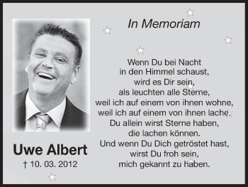 Anzeige von Uwe Albert von MGO