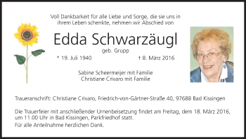 Anzeige von Edda Schwarzäugl von MGO
