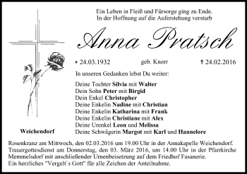 Anzeige von Anna Pratsch von MGO