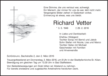 Anzeige von Richard Vetter von MGO