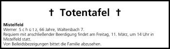 Anzeige von Totentafel vom 11.03.2016 von MGO