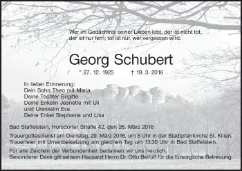 Anzeige von Georg Schubert von MGO