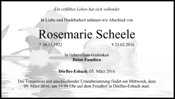 Anzeige von Rosemarie Scheele von MGO