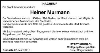 Anzeige von Heiner Murmann von MGO