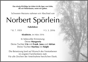 Anzeige von Norbert Spörlein von MGO
