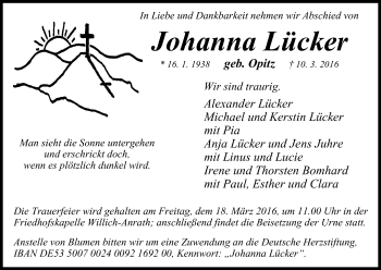 Anzeige von Johanna Lücker von MGO