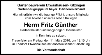 Anzeige von Fritz Günther von MGO
