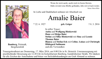 Anzeige von Amalie Baier von MGO