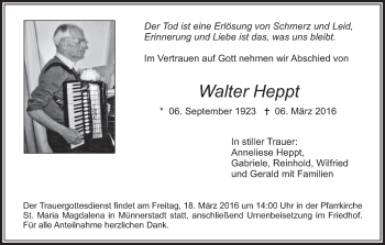 Anzeige von Walter Heppt von MGO