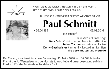 Anzeige von Paul Schmitt von MGO