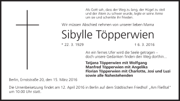 Anzeige von Sibylle Töpperwien von MGO