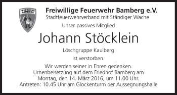 Anzeige von Johann Stöcklein von MGO