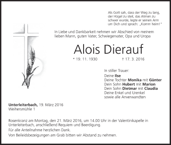 Anzeige von Alois Dierauf von MGO