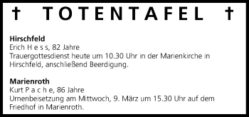Anzeige von Totentafel vom 05.03.2016 von MGO