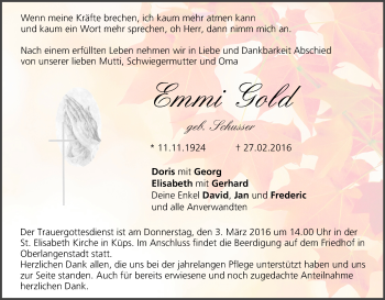 Anzeige von Emmi Gold von MGO