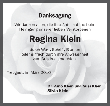 Anzeige von Regina Klein von MGO