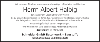 Anzeige von Albert Halbig von MGO