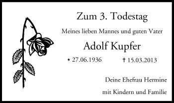 Anzeige von Adolf Kupfer von MGO