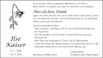 Anzeige von Ilse Kaiser von MGO