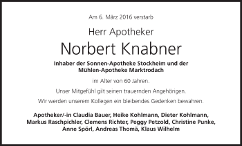 Anzeige von Norbert Knabner von MGO