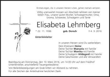 Anzeige von Elisabeta Lehmberg von MGO