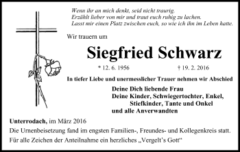 Anzeige von Siegfried Schwarz von MGO