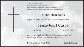 Anzeige von Franz-Josef Caspar von MGO