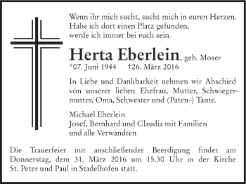 Anzeige von Herta Eberlein von MGO