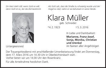 Anzeige von Klara Müller von MGO