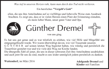 Anzeige von Günther Dremel von MGO