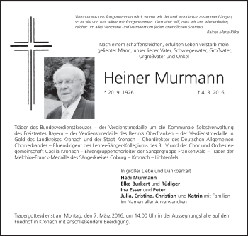 Anzeige von Heiner Murmann von MGO