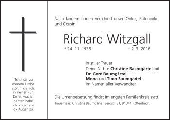 Anzeige von Richard Witzgall von MGO