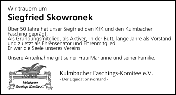 Anzeige von Siegfried Skowronek von MGO