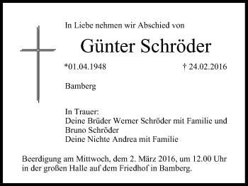 Anzeige von Günter Schröder von MGO