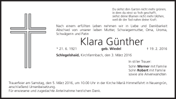 Anzeige von Klara Günther von MGO