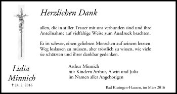 Anzeige von Lidia Minnich von MGO