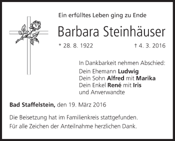 Anzeige von Barbara Steinhäuser von MGO