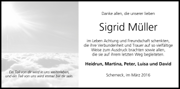 Anzeige von Sigrid Müller von MGO