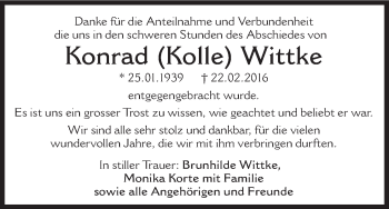 Anzeige von Konrad Wittke von MGO