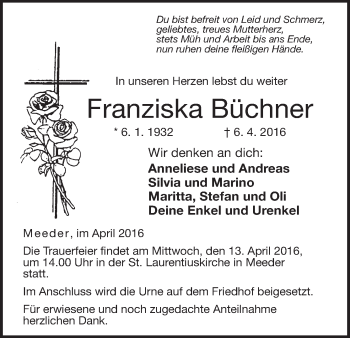 Anzeige von Franziska Büchner von MGO