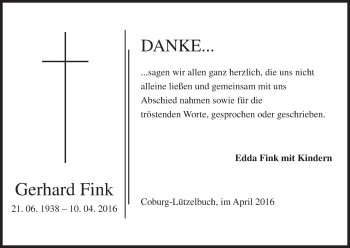 Anzeige von Gerhard Fink von MGO